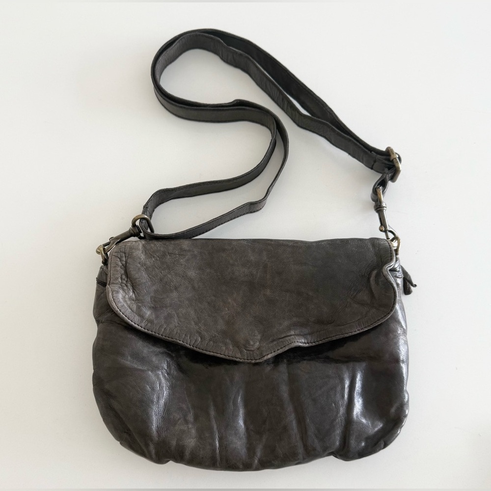 Johnny Was Distressed Leather Crossbody Purse